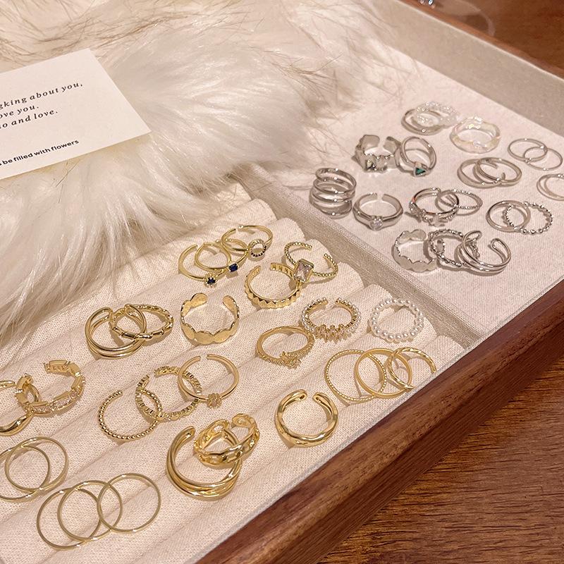 Комплект колец Love с корейским цирконием — роскошные простые кольца для универсального стиля