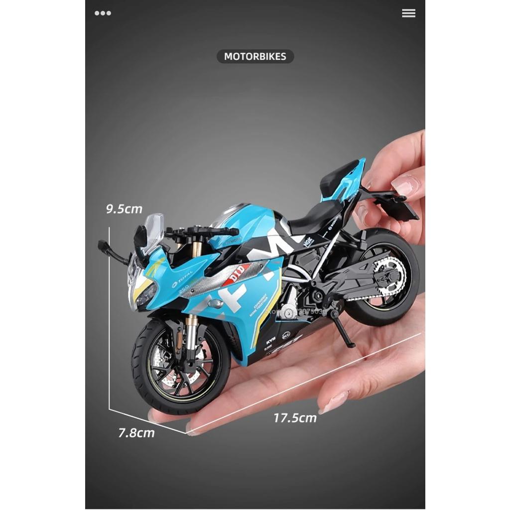 1/12 Spring Breeze 250SR Simulation Alloy Diecast Motorcycle Model Shock Absorbers Sound and Light Collection Toy for Kids Gifts
