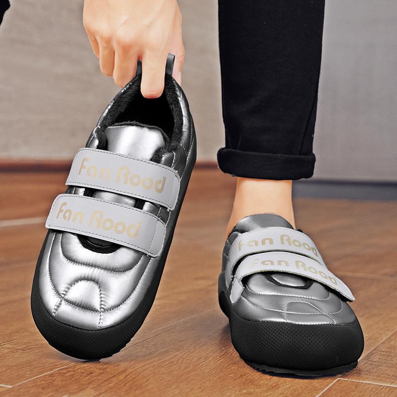 Модные черные кроссовки повседневные мужские дизайнерские зимние плюшевые зимние туфли модные пуховые верхние увеличенные внутренние плоские хлопковые туфли серые