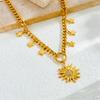 Unisex Chunky Chain Necklace Star Studded Wing Sun Pendant Sweater Chain Jewelry