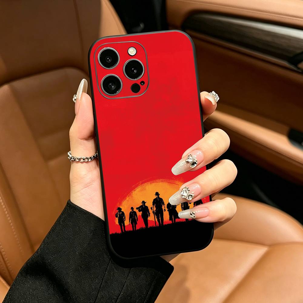 R-Red D-Dead Redemption RDR 2 Чехол для телефона iPhone 17,16,15,14,13,12,11 Pro Max,16Plus,XS Мягкий черный чехол