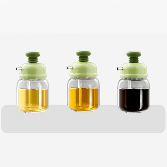 100ml Glass Seasoning Bottle Press-and-Control Cruet Container Oil Soy Sauce Vinegar Dispenser Kitchen Tool