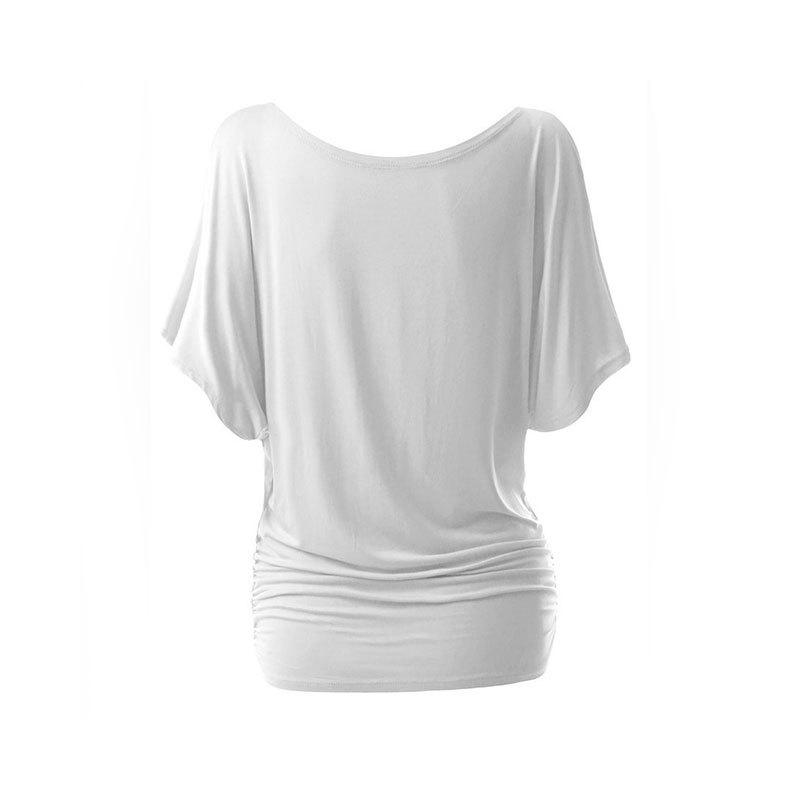 Женская футболка большого размера с открытыми плечами, рукавами «летучая мышь» и круглым вырезом - Многоцветная