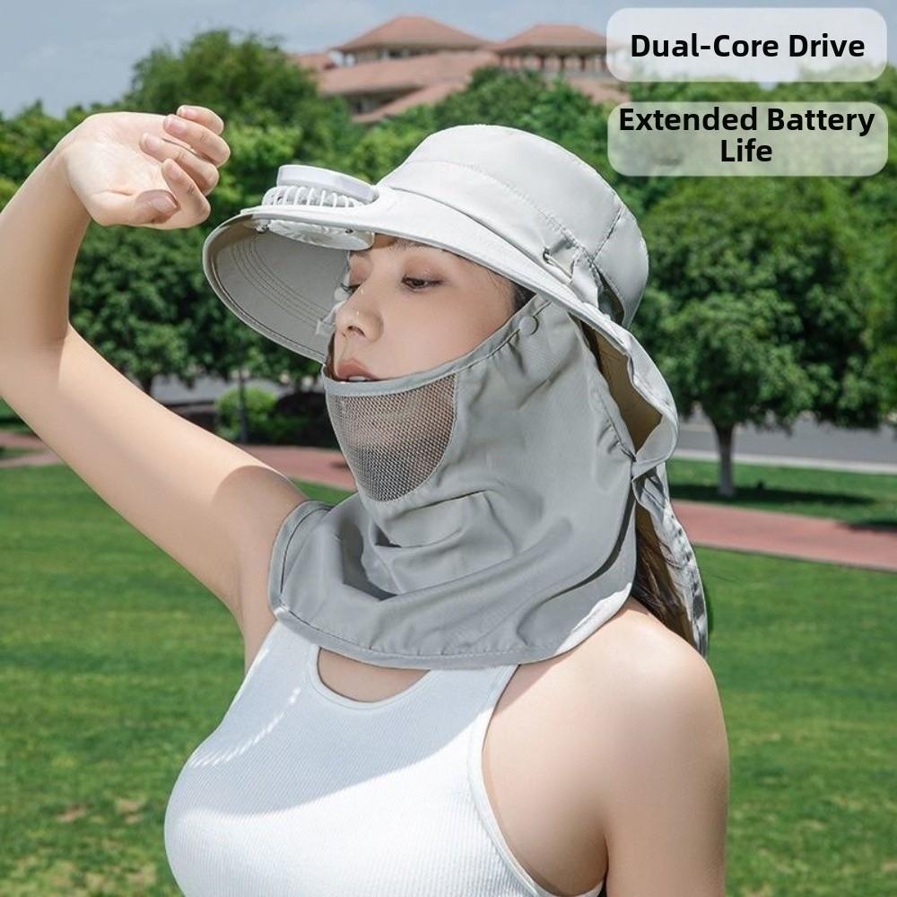 Face Cover Solar-Powered Fan Hat Large Brim Fisherman Hat Fashion UV Protection Hat Gardening