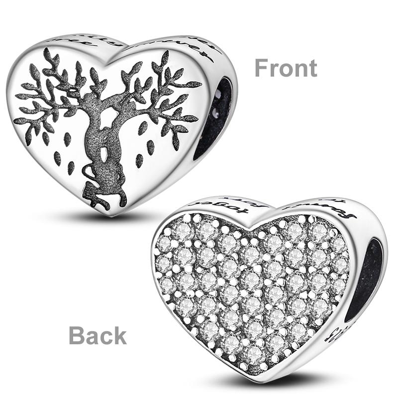 100% серебряный подарок матери 925 пробы бусина-шарм мама любовь счастливая семья подвеска подходит оригинальный браслет ожерелье DIY ювелирные изделия