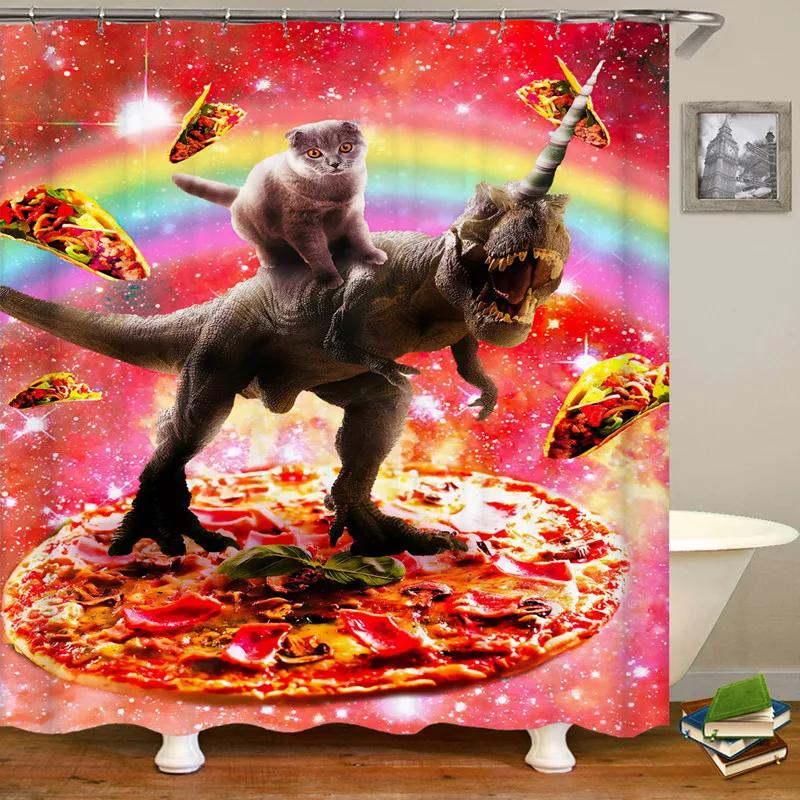 Забавный динозавр занавеска для душа ванная комната динозавр крутой для детей мальчики силуэт животное тень мультфильм белая ткань ванная комната домашний декор