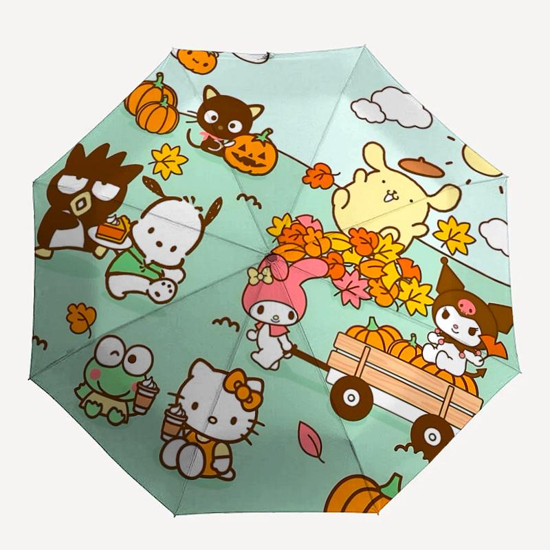 1pc Hello Kitty Autumn Harvest Festival Umbrella - Automatic Opening/Closing, Portable Folding Design, 8-Bone Iron Frame, Outdoor Umbrella, Perfect Gi