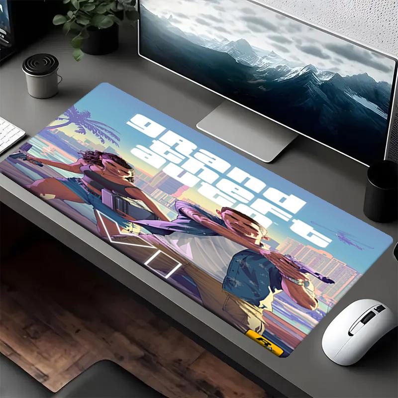Коврик для мыши в стиле GTA 6, Нескользящая резиновая основа, Многофункциональный элемент декора для офиса и дома, Идеально подходит для персонализации рабочего места.