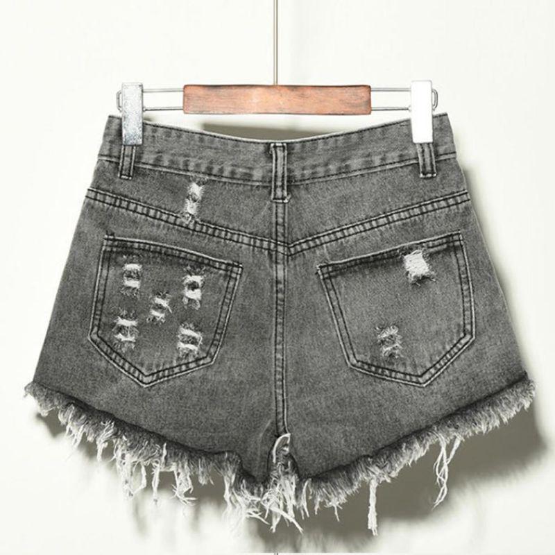 Fashion Sexy Women High Waist Ripped Hole Denim Jeans Shorts Fraying Edges Short Pants