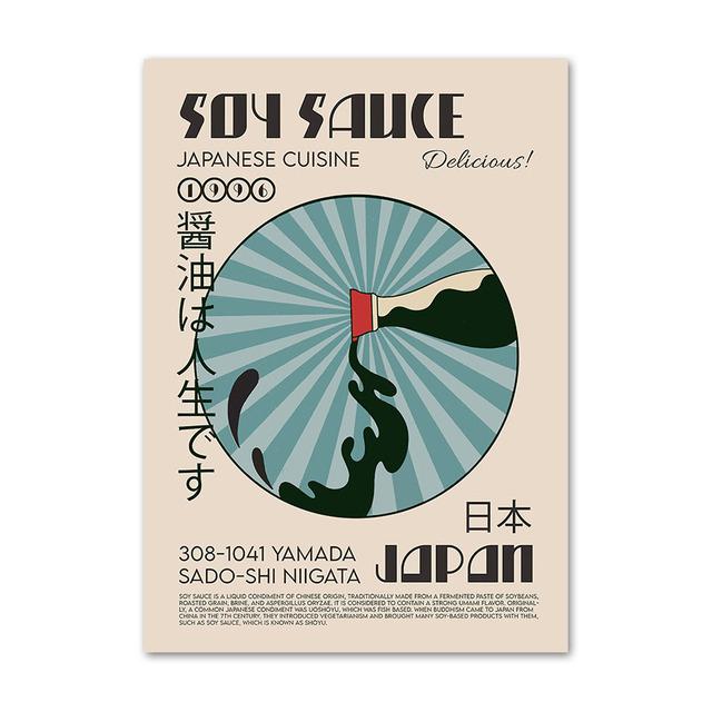 Японский плакат с едой, забавная лапша рамэн, суши, кухня, настенная живопись, холст, картины для ресторана, домашний декор, Куадрос