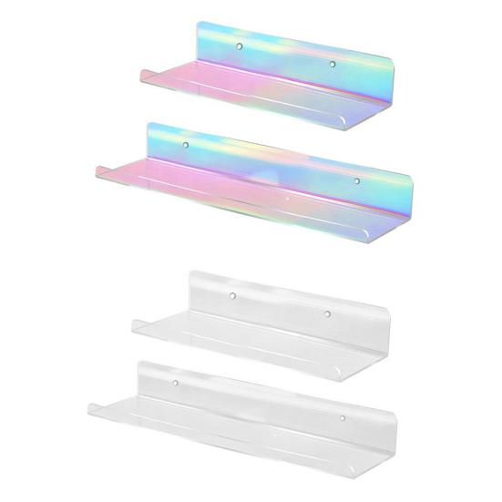 2 шт. акриловые плавающие полки настенные стеллажи для показа прочные несущие настенные полки радужного цвета органайзер