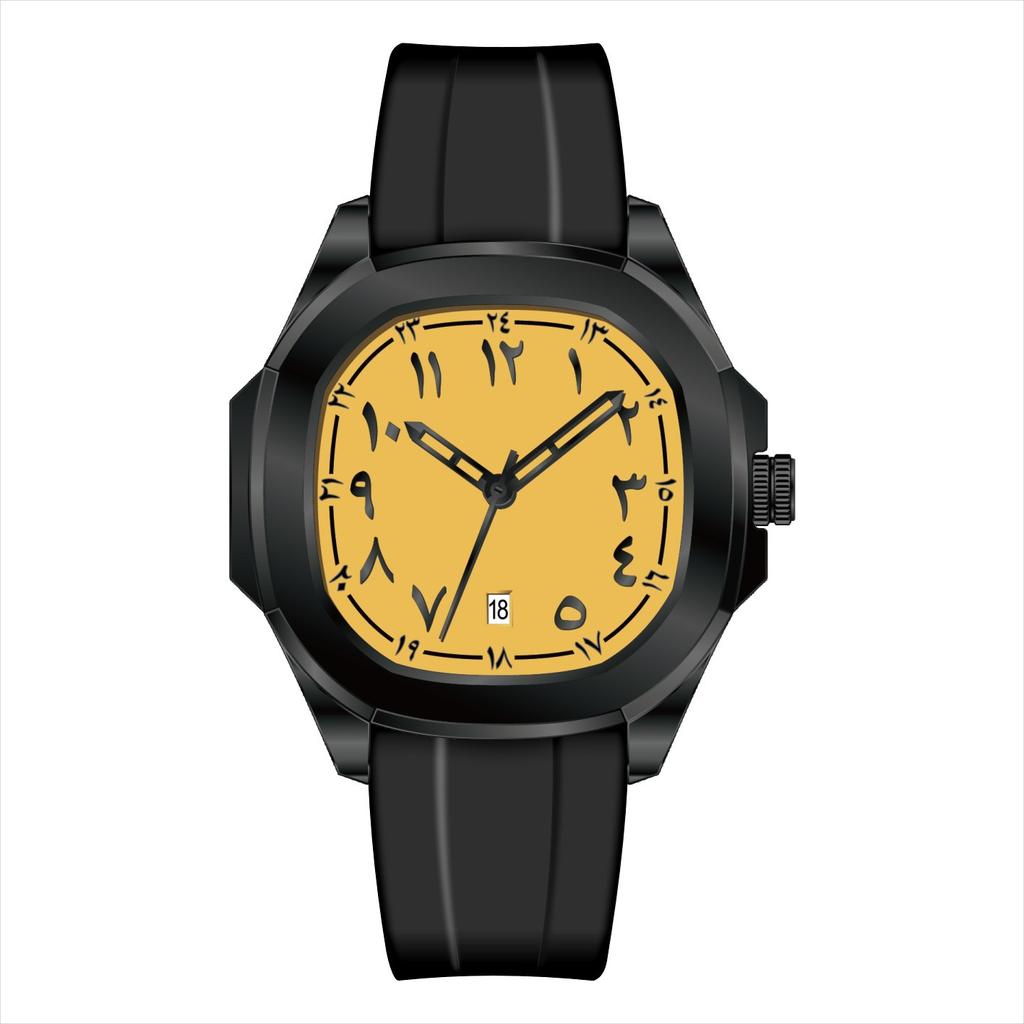 New Product Fashion Couple Watch Arab Neutral Business Calendar Silicone Strap Quartz Watch for Men women