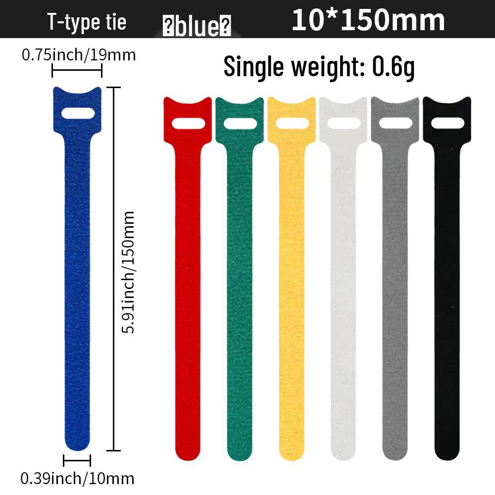 T-Type Magic Tape Cable Ties for Earphones, Data Cables, Organizers, and Network Cables with Back-to-Back Adhesive Straps.
