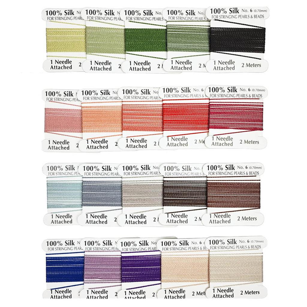 20 шт. шелковый шнур с бусинами, разноцветный шелковый шнур с игольчатым концом для ювелирных изделий, принадлежности для бисероплетения, плетеная нить 0,6 мм/0,7 мм