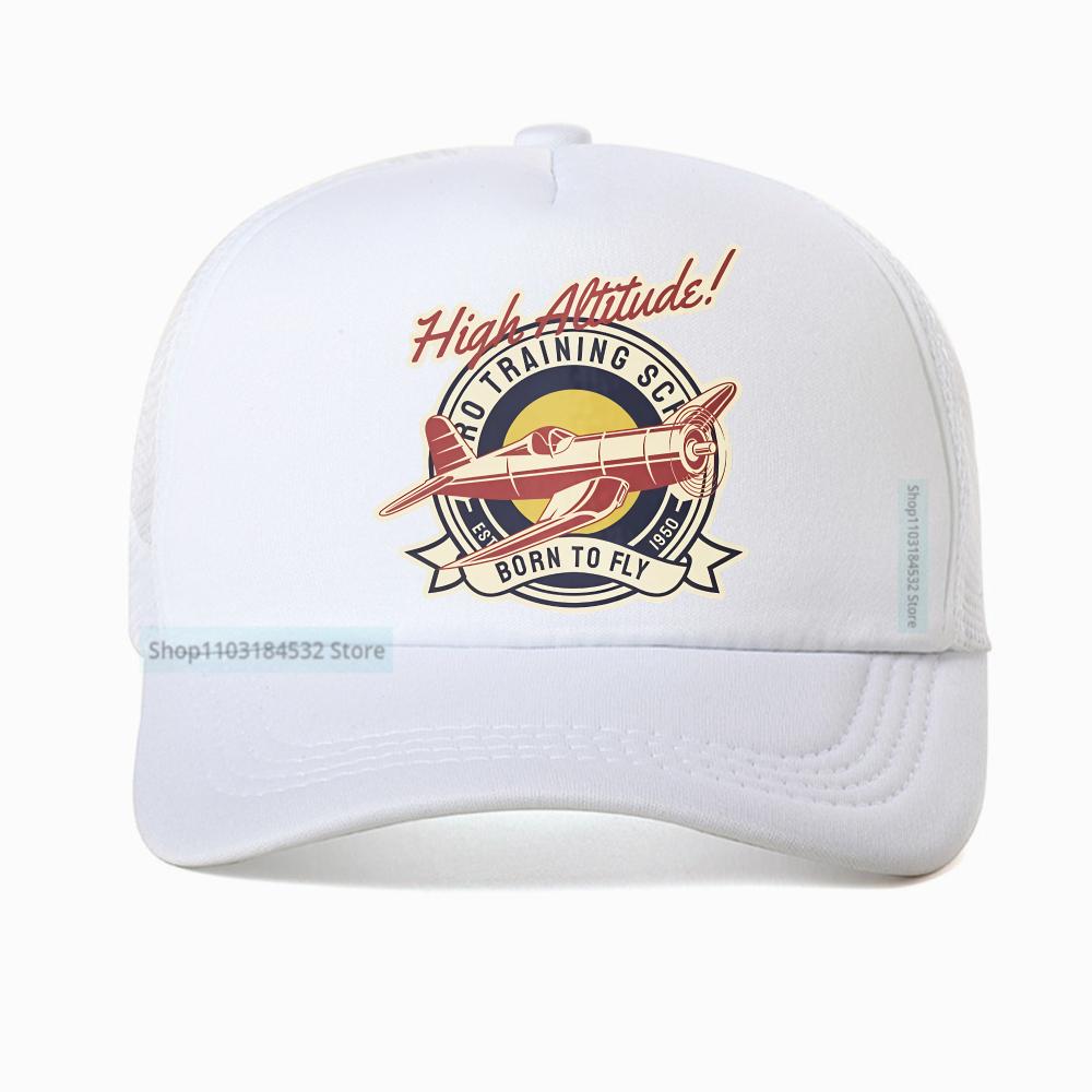Funny High Altitude BORN TO FLY Vintage Airplane Baseball Cap Unisex Harajuku Summer Fashion Mesh Breathable Trucker Hat