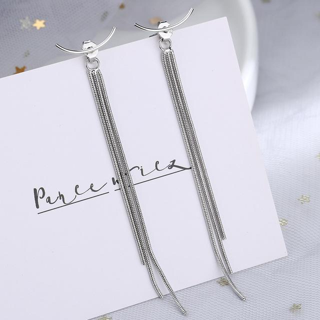 CIAXY Silver Color Geometric Rhombus Earrings for Women Temperament Tassel Long Ear Line Earring 2021 Fashion Jewelry Gift
