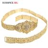 Женский металлический пояс золотого цвета с кристаллами, регулируемая длина, свадебные украшения