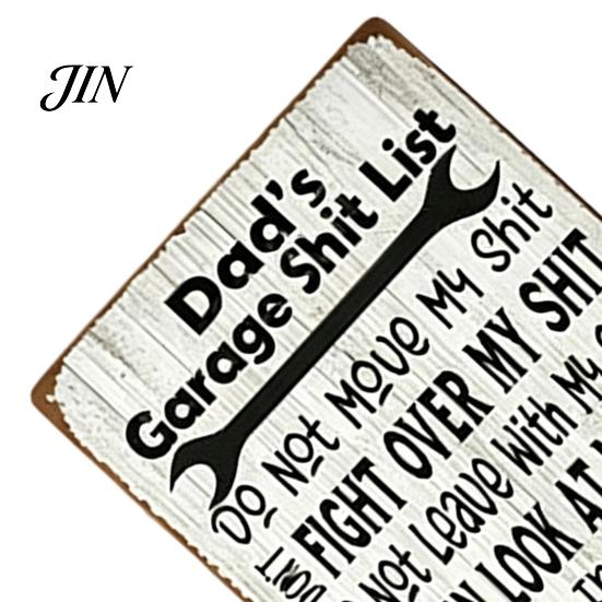Dad's Workshop Decor Dad Garage Shit List, Tinplate Metal Sign, Funny Man Cave Wall for Garage, Rustic Rules Workshop, Home Bar, Retro Handyman