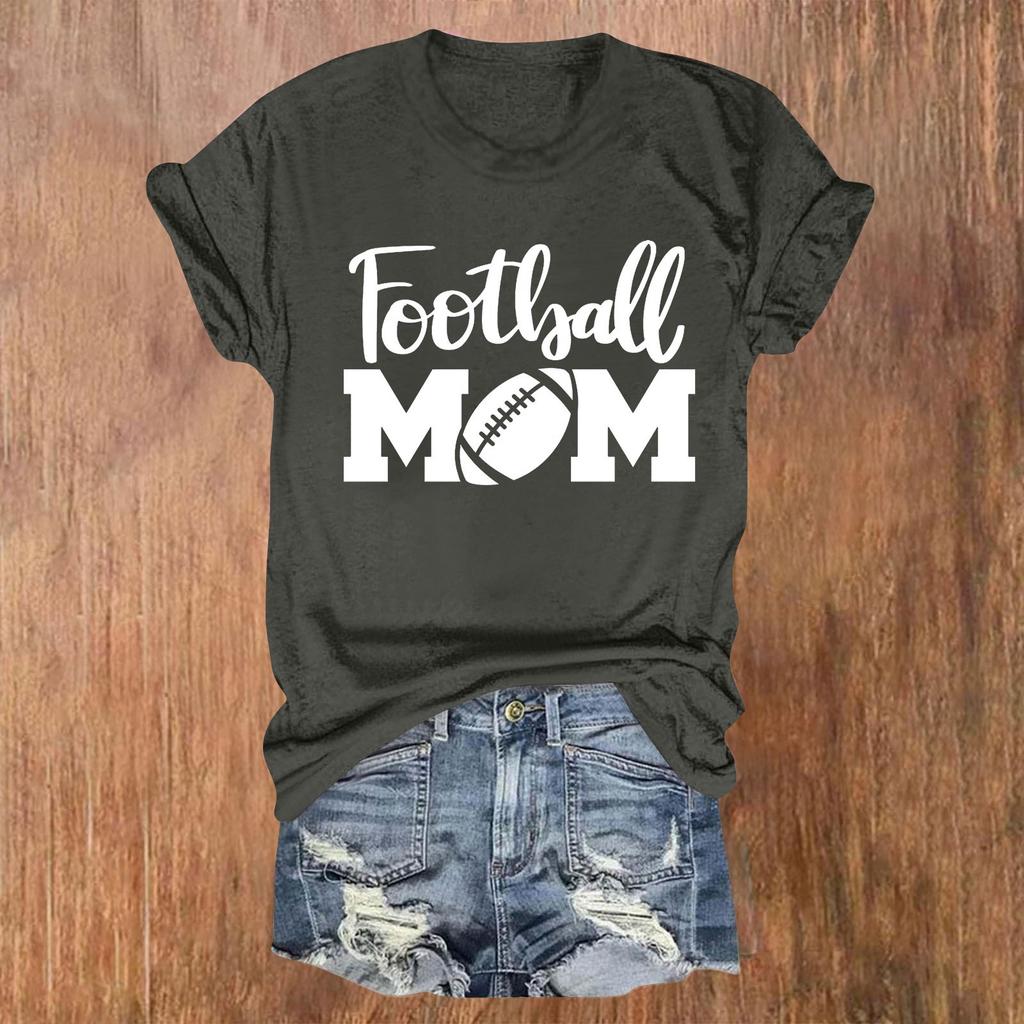 ФУТБОЛЬНАЯ МАМА, ПОЖАЛУЙСТА, КРИЧИТЕ, МАМА, САМАЯ БОЛЬШАЯ ФАНАТКА, женская повседневная модная футболка с коротким рукавом и круглым вырезом в стиле регби