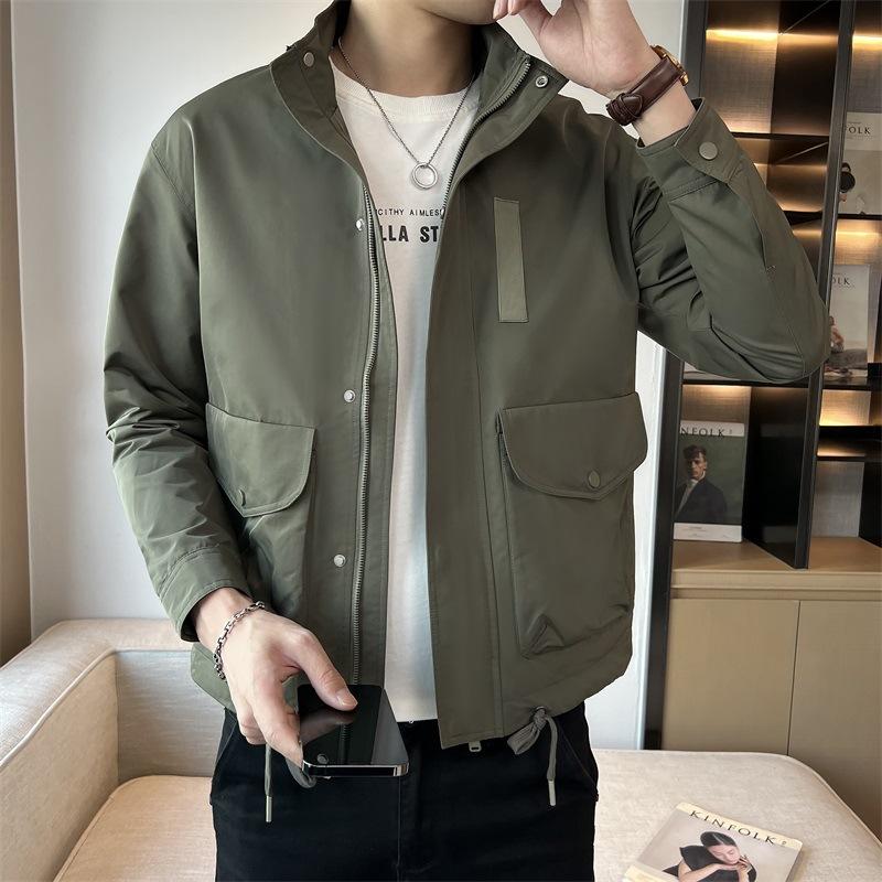 Мужская бейсбольная куртка с воротником-стойкой, мужская корейская версия, молодежная универсальная весенняя новая однотонная мужская повседневная куртка