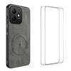 Nappa Texture Magnetic Phone Case with 2pcs Screen Films For Honor X5c 4G / X5c Plus 4G, Slim Anti-Slip Shockproof Cover