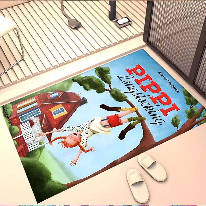 Pippi Longstocking Print Rug, Washable Floor Carpet, For Entryway Dorm Laundry Room Office Study, Home Decor Birthday Christmas Gift