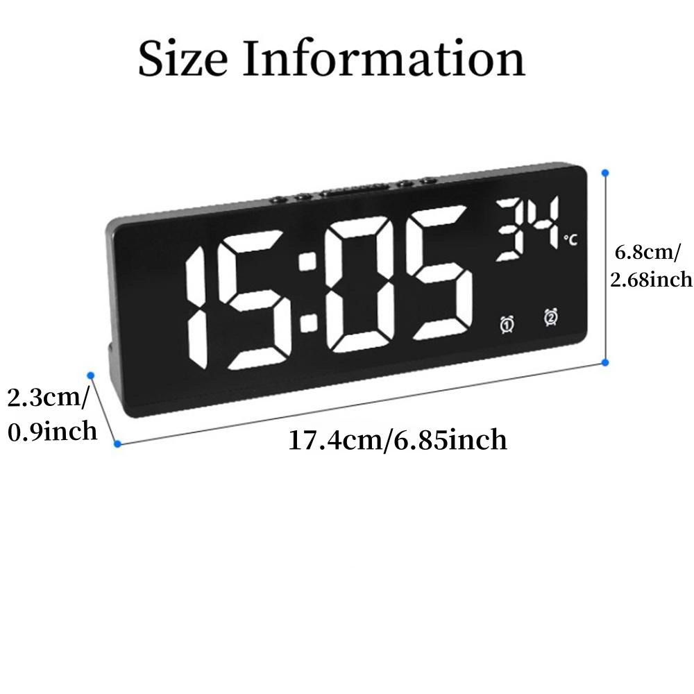Voice Control Digital Alarm Clock Temperature Dual Alarm Snooze Desktop Table Clock Night Mode 12/24H LED Clock Watch2