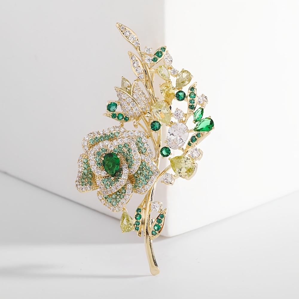 [Luxury Brooch] Luxury Elegant 1pc Sexy Vintage Women's Banquet Evening Dress Brooch, Flower Shape, Synthetic Zirconia and Copper | for Thanksgiving D