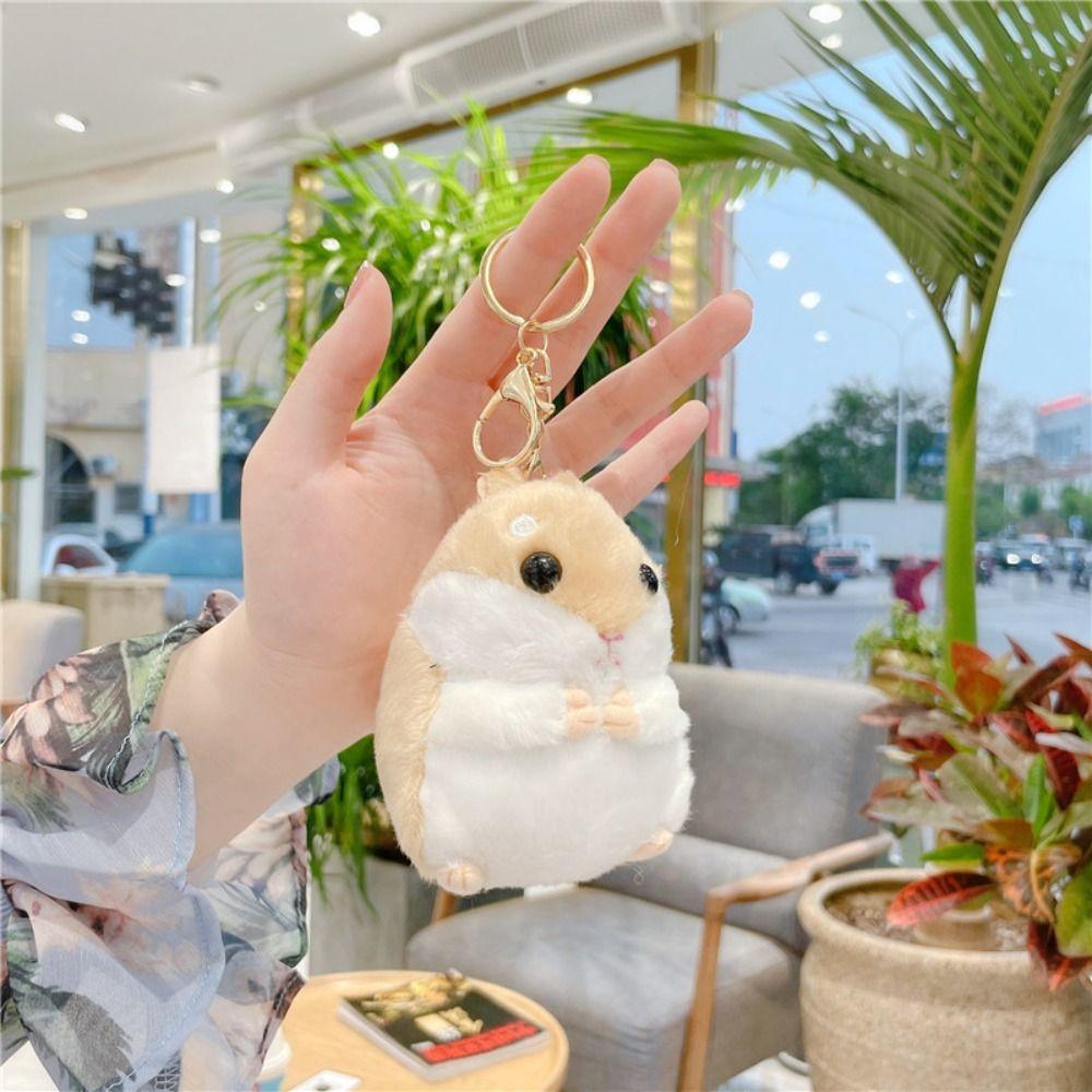 Cute Hamster Doll Keychain Cartoon School Bag Keychain Creative Plush Key Ring Men Women