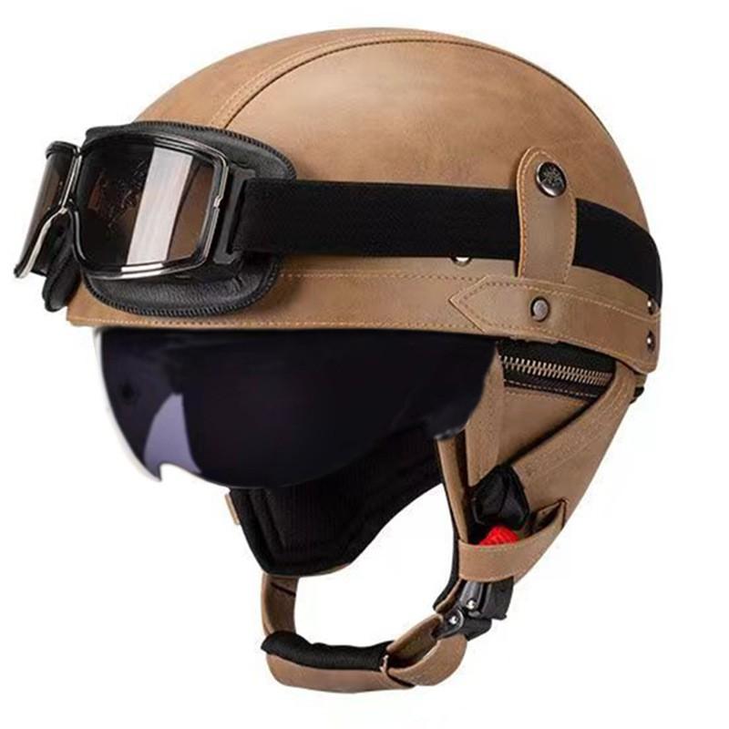 Vintage-Style Open Face Motorcycle Helmet Adults Unisex ABS Half With 3C Certification