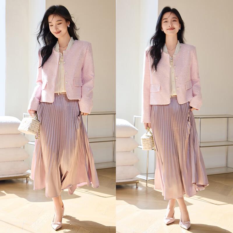 VICTORIA&VERA Women's Elegant Shimmer Textured Jacket
