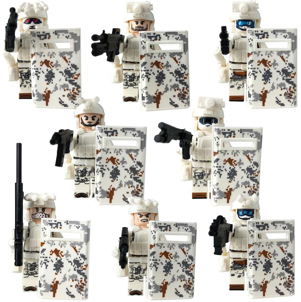Cross-border Compatible Lego Military Minifigure Set: Police Ghost Special Forces for Educational Assembly.