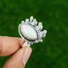 Natural Rainbow Moonstone 925 Silver Stackable Adjustable Ring For Girls