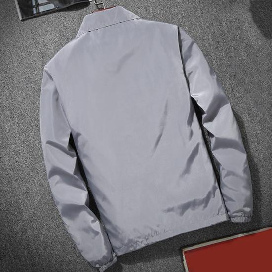 Мужская уличная ветровка с лацканами и длинным рукавом, однотонная куртка с карманами на молнии, весенне-осеннее пальто