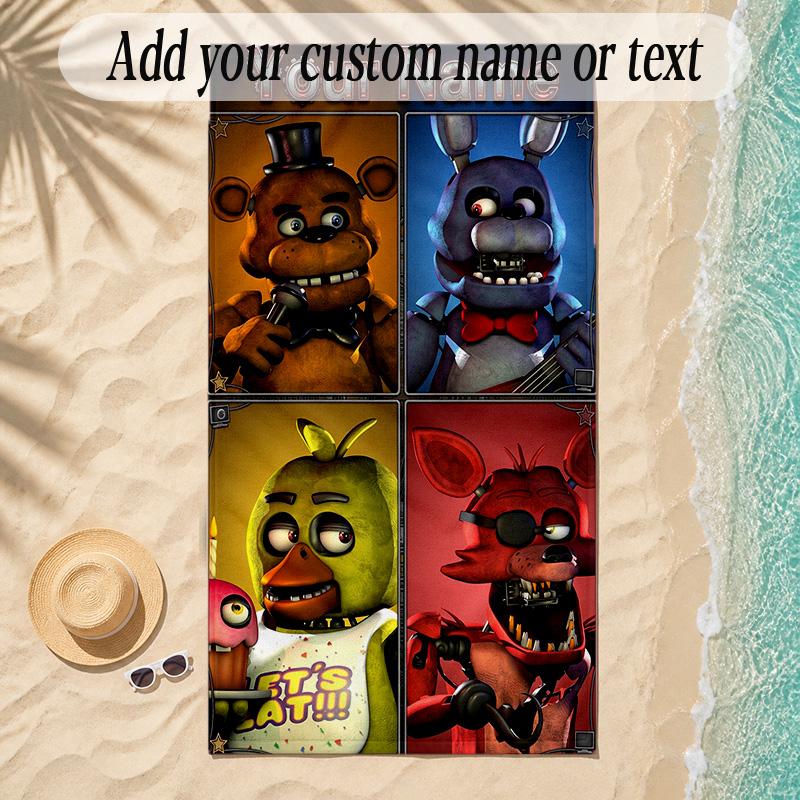 Beach TowelFive Nights at Freddy’s Custom Name Text Personalized Soft Towel for Beach Pool Indoor Home Decor Gift