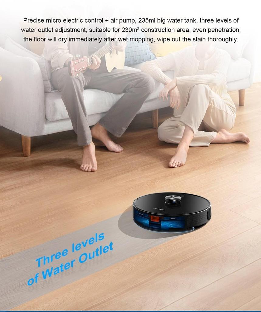 Liectroux X6 Robot Vacuum Cleaner, 6500Pa Suction, LDS Laser Navigation, 235ml Water Tank, 400ml Dustbin, 5 Maps Saved