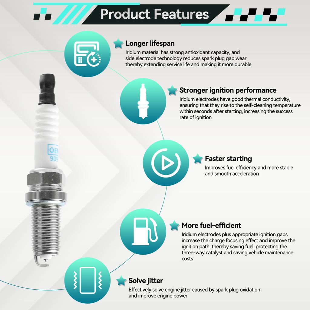 4 шт. автомобильные иридиевые свечи зажигания 90919-01233 автомобильные аксессуары зажигания для Toyota Camry RAV4 Jeep Infiniti Nissan Sentra Altima Dodge Ram 2005-2018