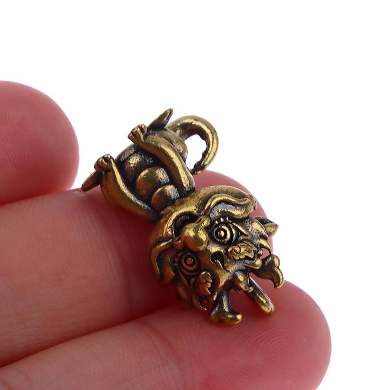 1 шт., винтажные латунные китайские фигурки драконов и зверей, подвески для автомобильных ключей, латунные брелки для ключей с животными, подвесные ювелирные изделия, брелоки