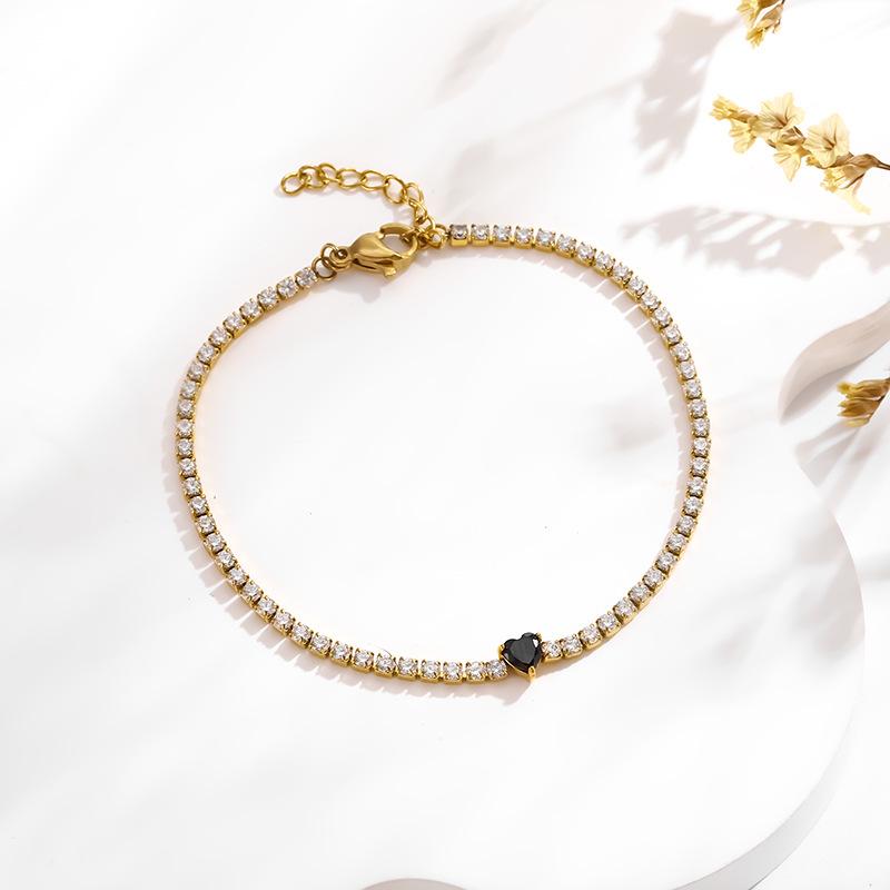 Heart Zircon Bracelet for Women Gold Color Micro Fashion Jewelry Supply