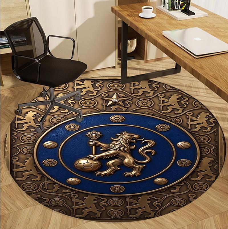 Chelsea Football Club Pattern Round Rug, Indoor/Outdoor Mat, for Picnic, Gameroom, Bedroom, Office, Living Room, Home Decor Carpet, Birthday Gift