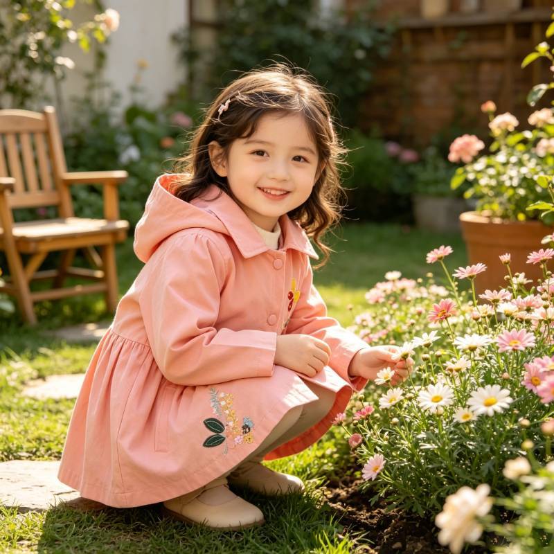 Children Autumn Cartoon Cotton Hooded Jacket For Girls