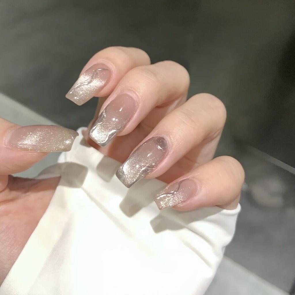 Чистый, ручной работы, защитный чехол для фототерапии Smoothie Crystal Stone Cat Eye Wear Armor Готовый продукт Многоразовый пластырь для ногтей