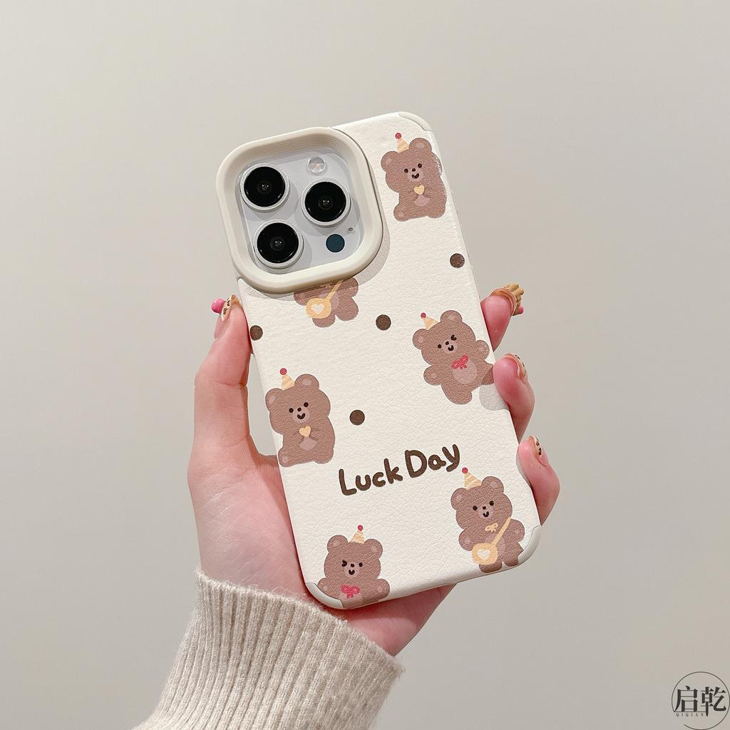 Korean Style Brown Bear for IPhone16/15 Mobile Phone Case for Apple 14/13 Promax Cartoon 12 Skin 11