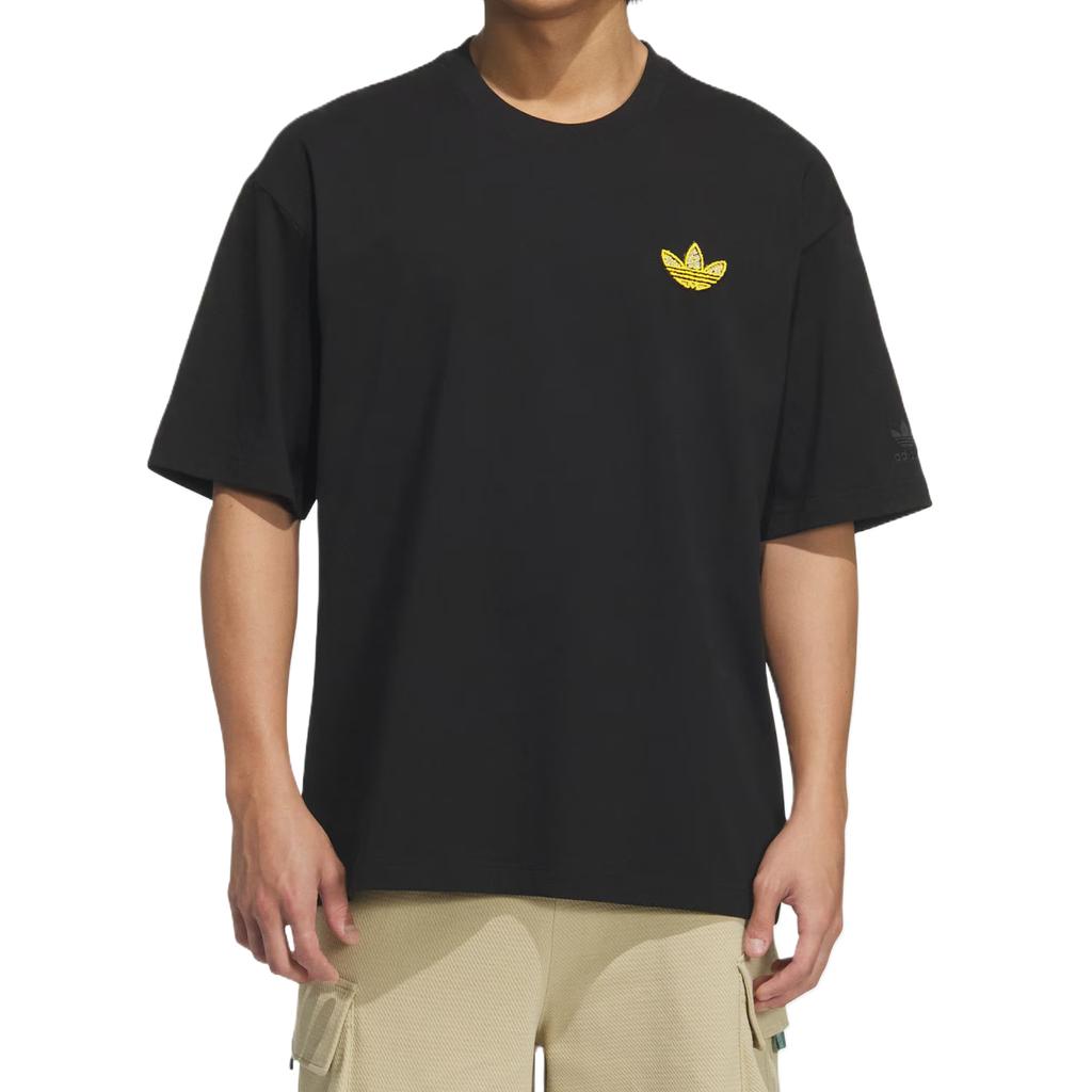 adidas Футболка с рисунком трилистника Originals, удобная, универсальная, модная, мягкая, с коротким рукавом, мужская, черная, KE5794