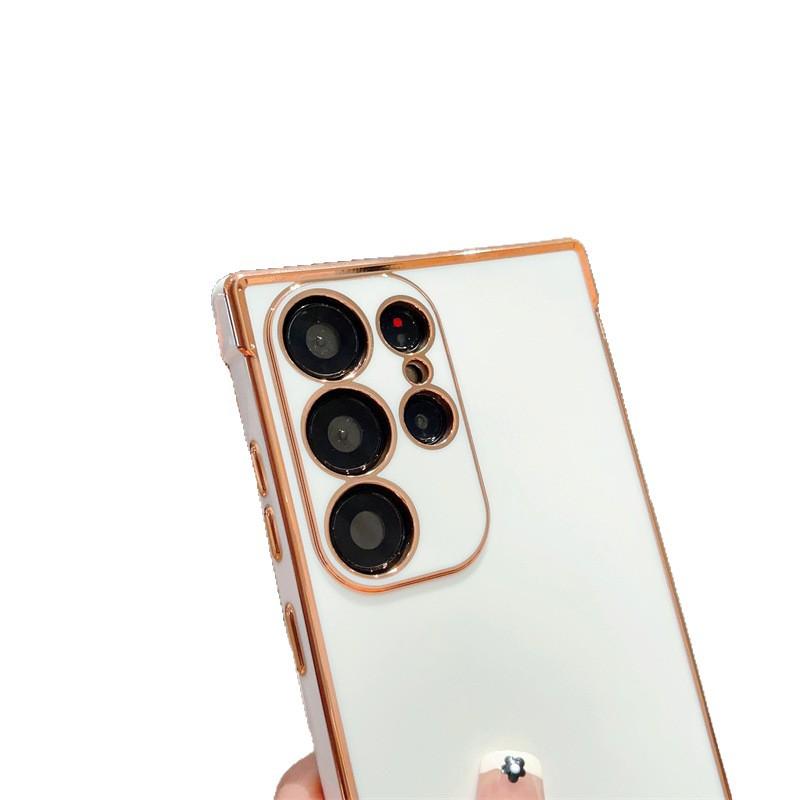 Подходит для Samsung S25Ultra гальванизированный чехол для мобильного телефона S24 модный S23 однотонный A54 полностью закрывающий A16 противоударный мягкий чехол
