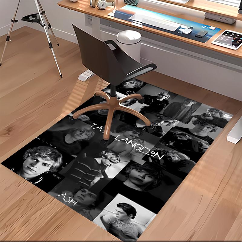 1pc Evan Peters3 Print Area Rug - Soft, Washable Non-Slip Indoor Mat for Office Chairs, Living Room, Home Office Decorative Rug