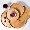 Japanese Style Round Tray Food Serving Plate Natural Wood Snack Dessert Plates Wooden Simple Fruit Dish Tray Kitchen Organizer