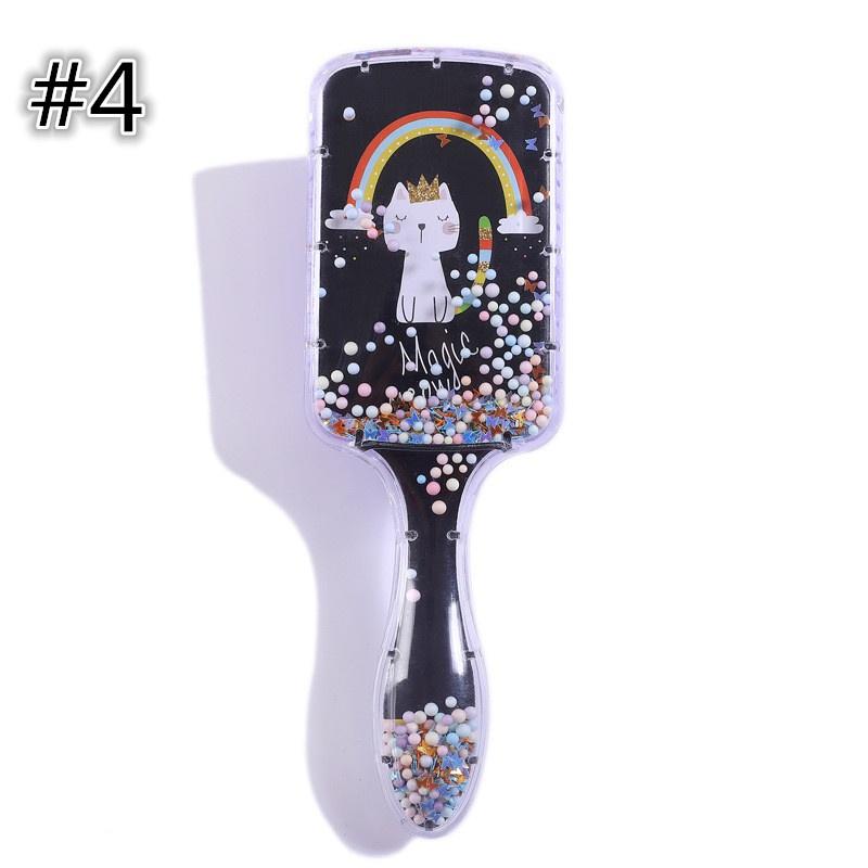 Children's Cartoon Unicorn Panda Rainbow Printing Airbag Foam Ball Transparent Hairdressing Plastic Comb Rainbow Comb
