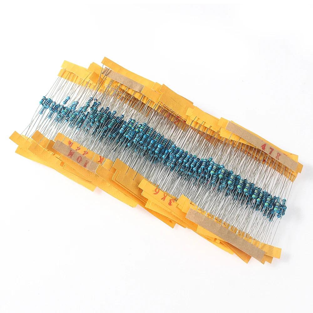 500 шт., 50 значений, 1/4 Вт, набор резисторов в ассортименте, комплект металлопленочных резисторов 1 Ом ~ 10 м, высококачественный набор резисторов 39 К, 47 К, 56 К, 68 К