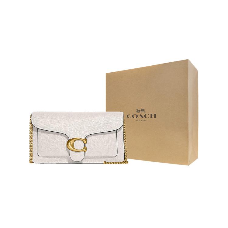 New COACH Chain Leather Shoulder Bag, Crossbody Bag, Clutch Trumpets Women's Chalk White CE772-B4HA